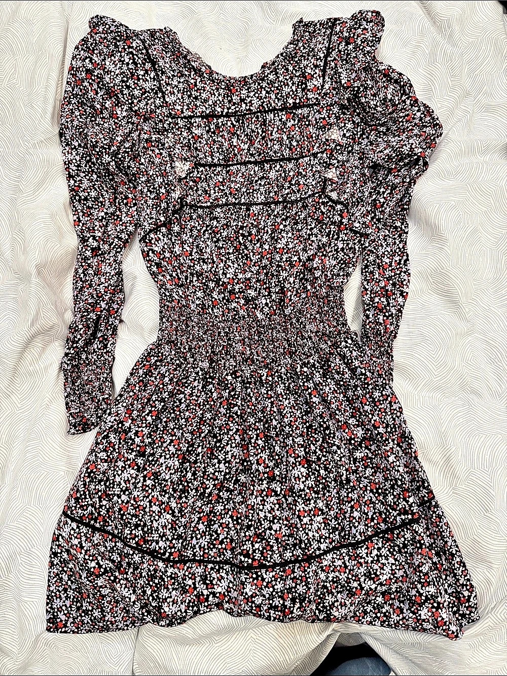 Rails Floral Mini Dress in Black & Red Like New